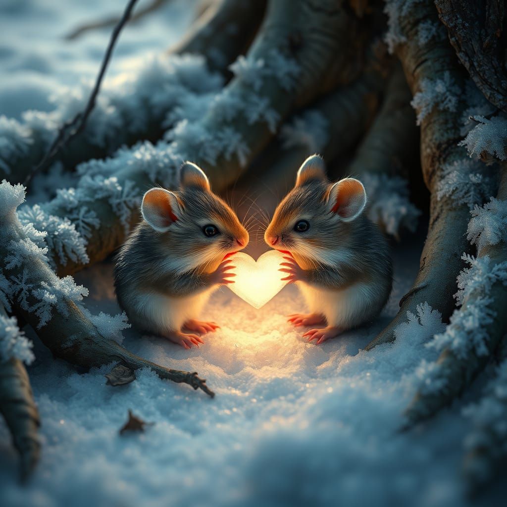 Whimsical Mice in Icy Wonderland