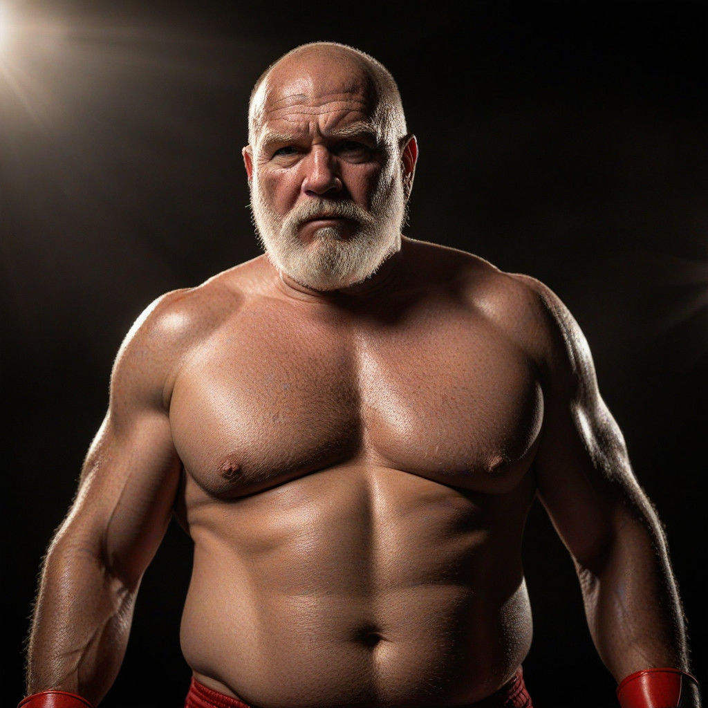 Brawny Wrestler Poses in Polyurethane Trunks and Boots