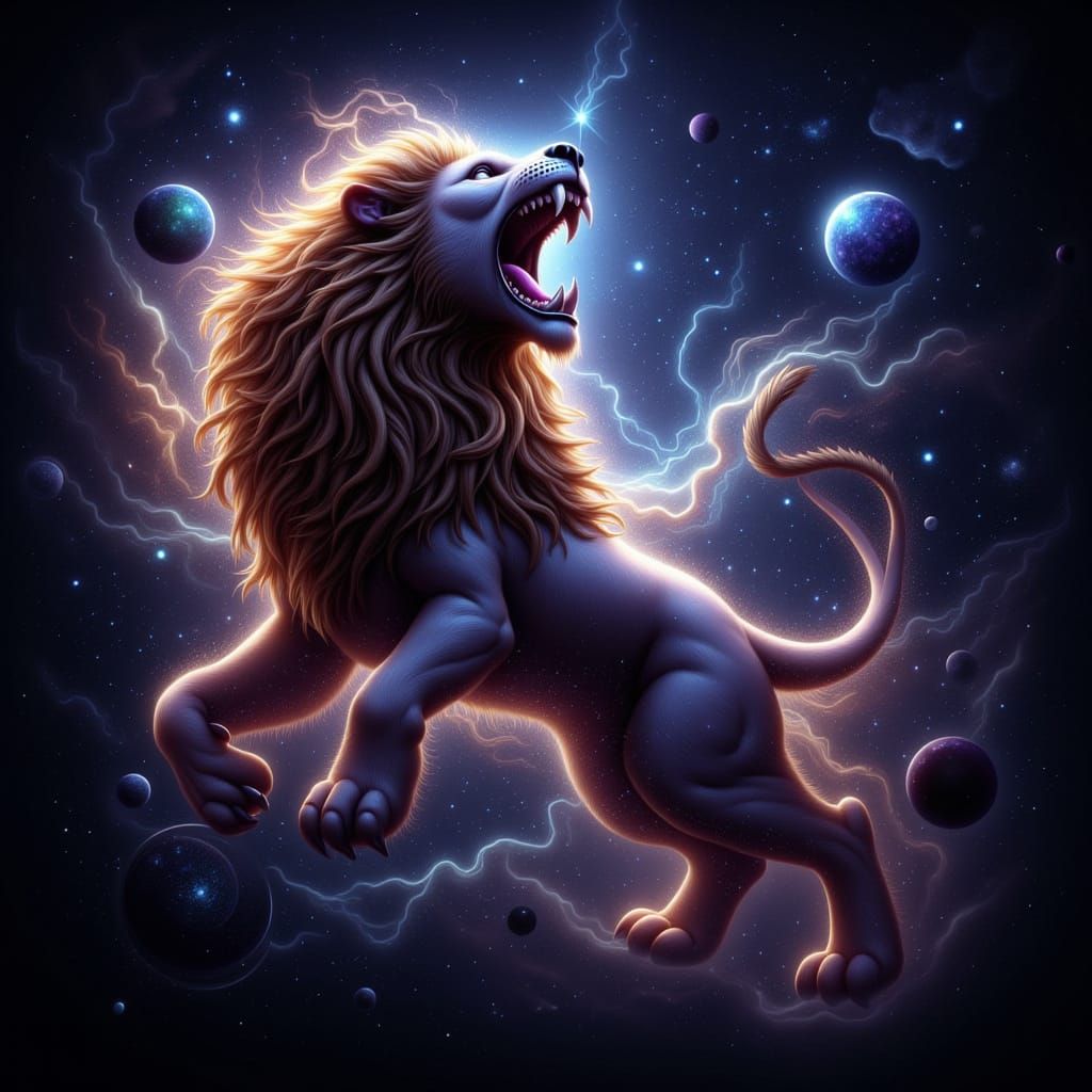 Cosmic Lion Nebula with Swirling Stardust