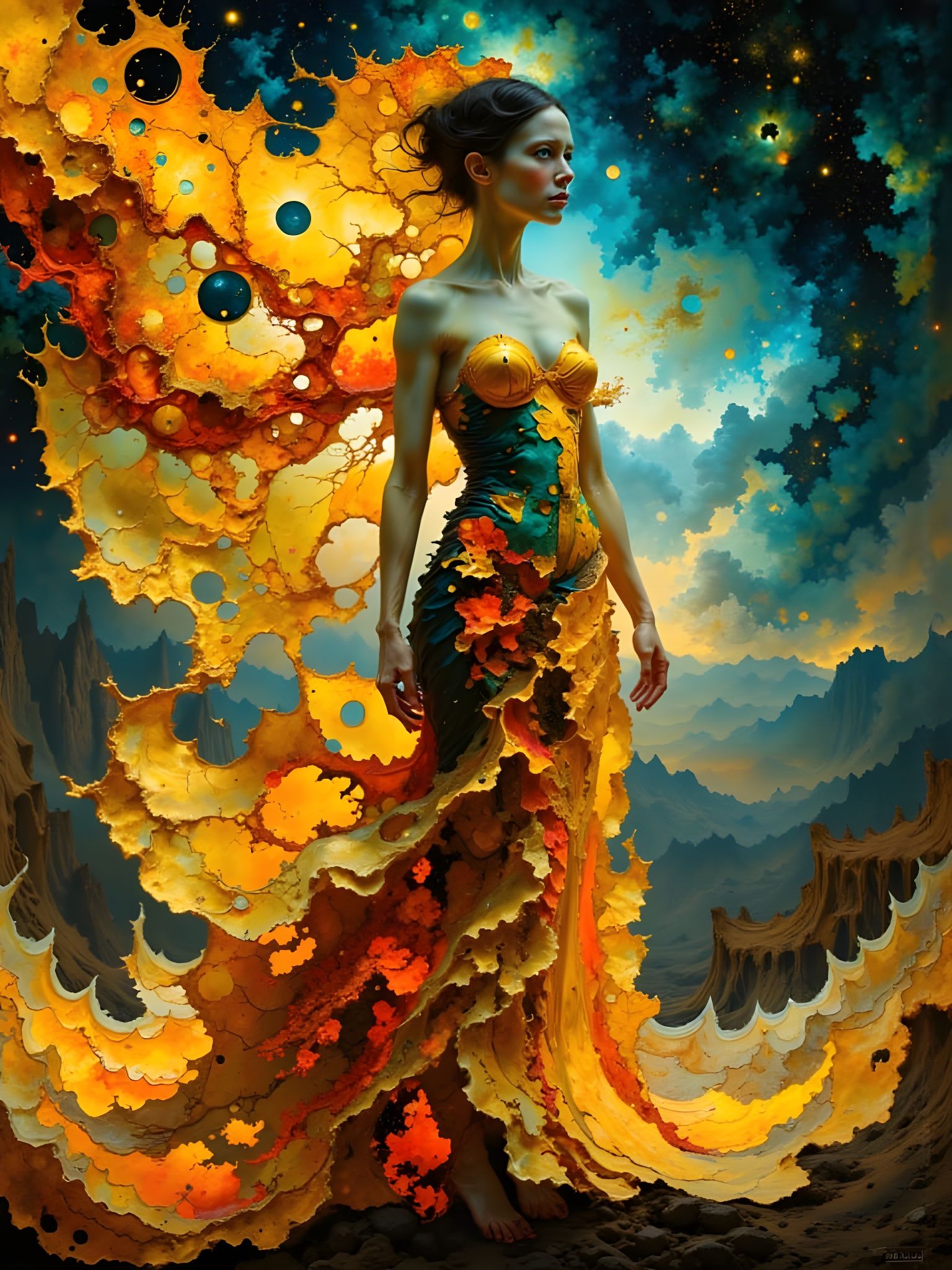 Dress Made of Fire in Maximalist Style