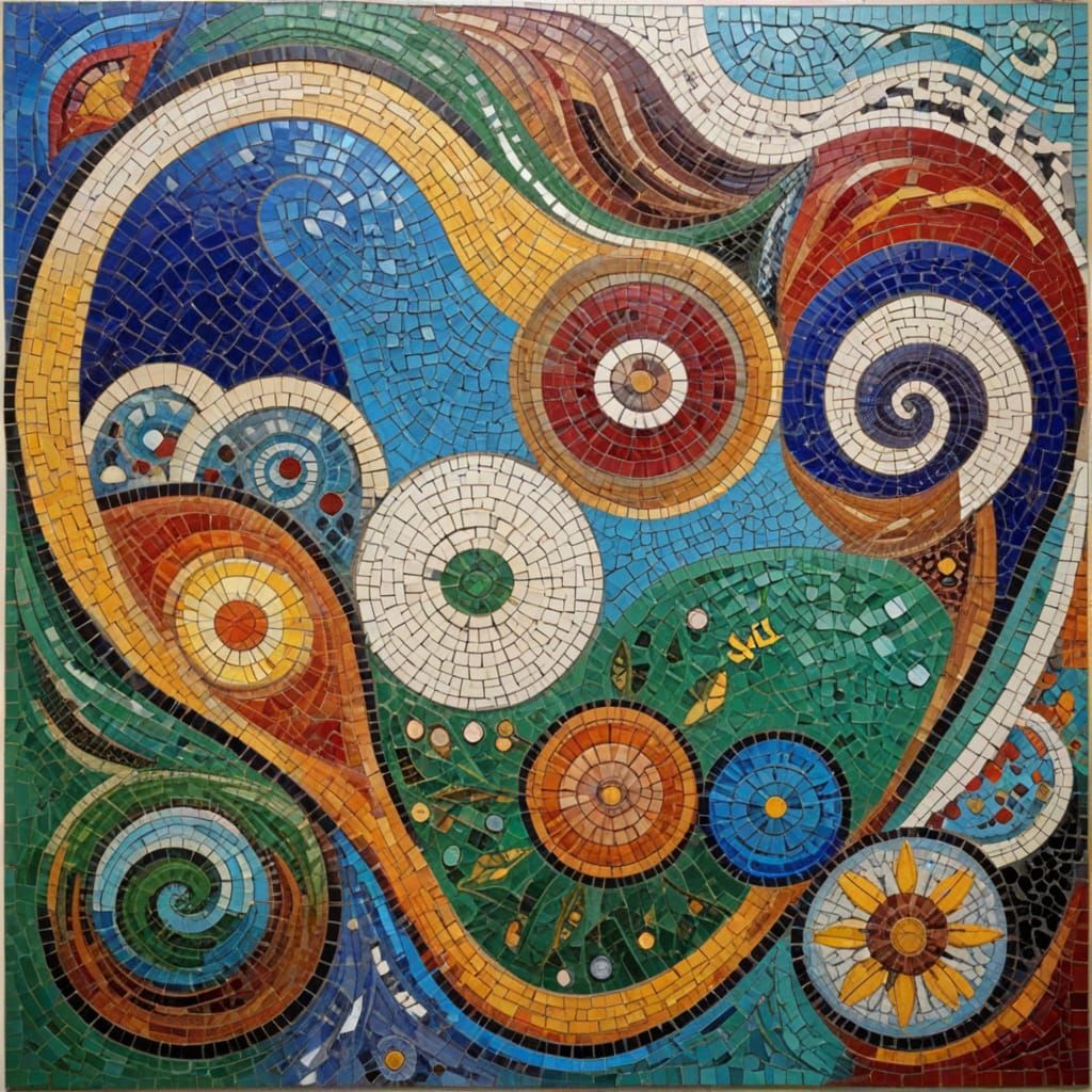 Intricate Mosaic Composition with Strategic Elements of Myst...