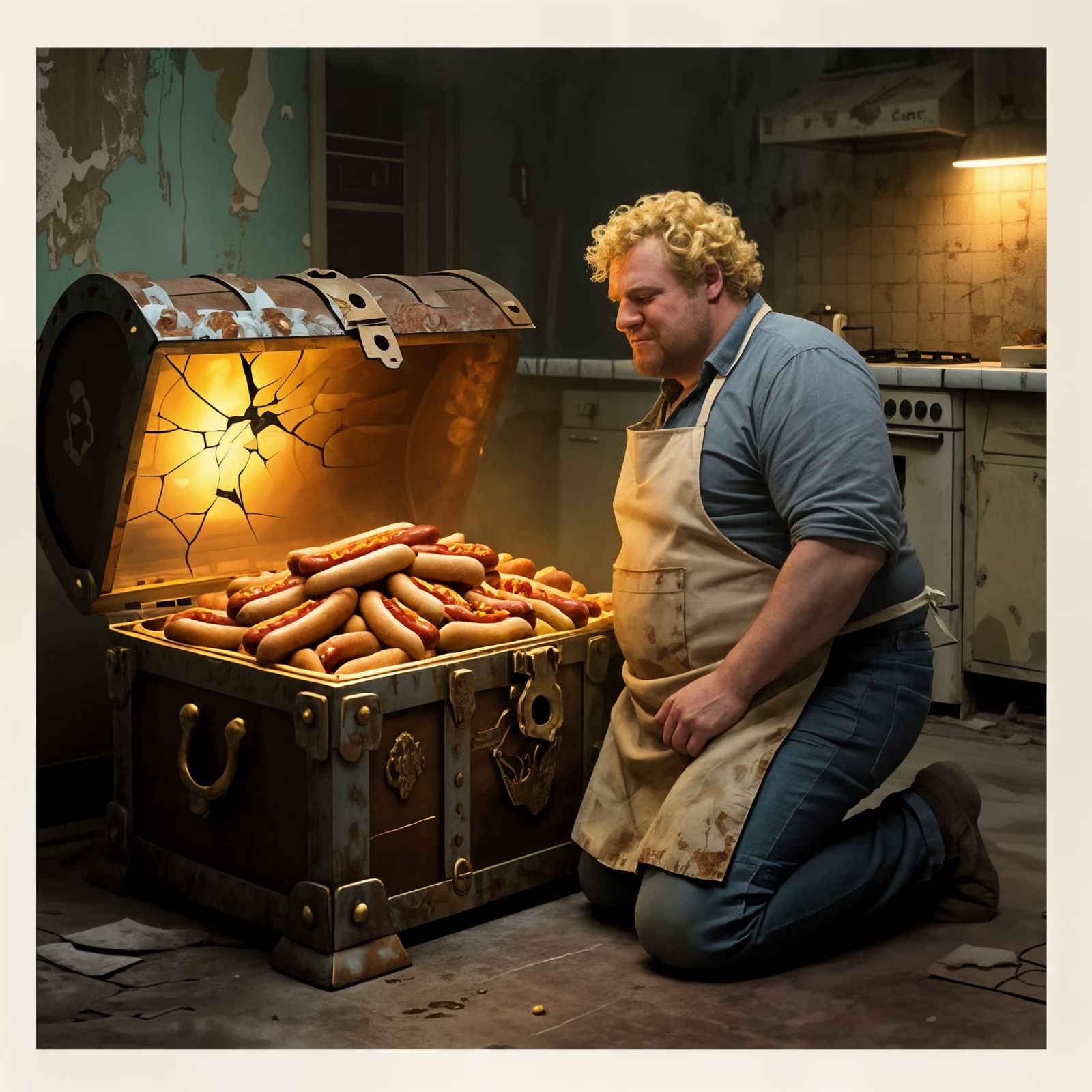 Blonde Man Finds Hotdog Treasure Chest