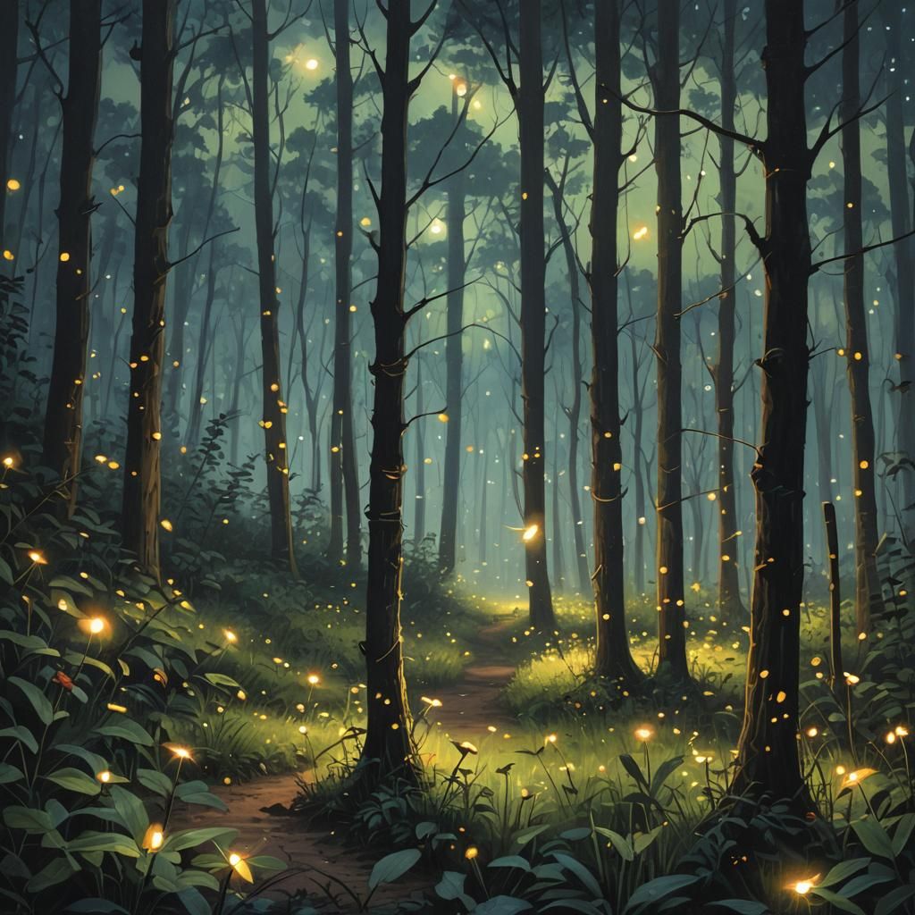 Fireflies Guide Lost Ants Through Forest at Dusk