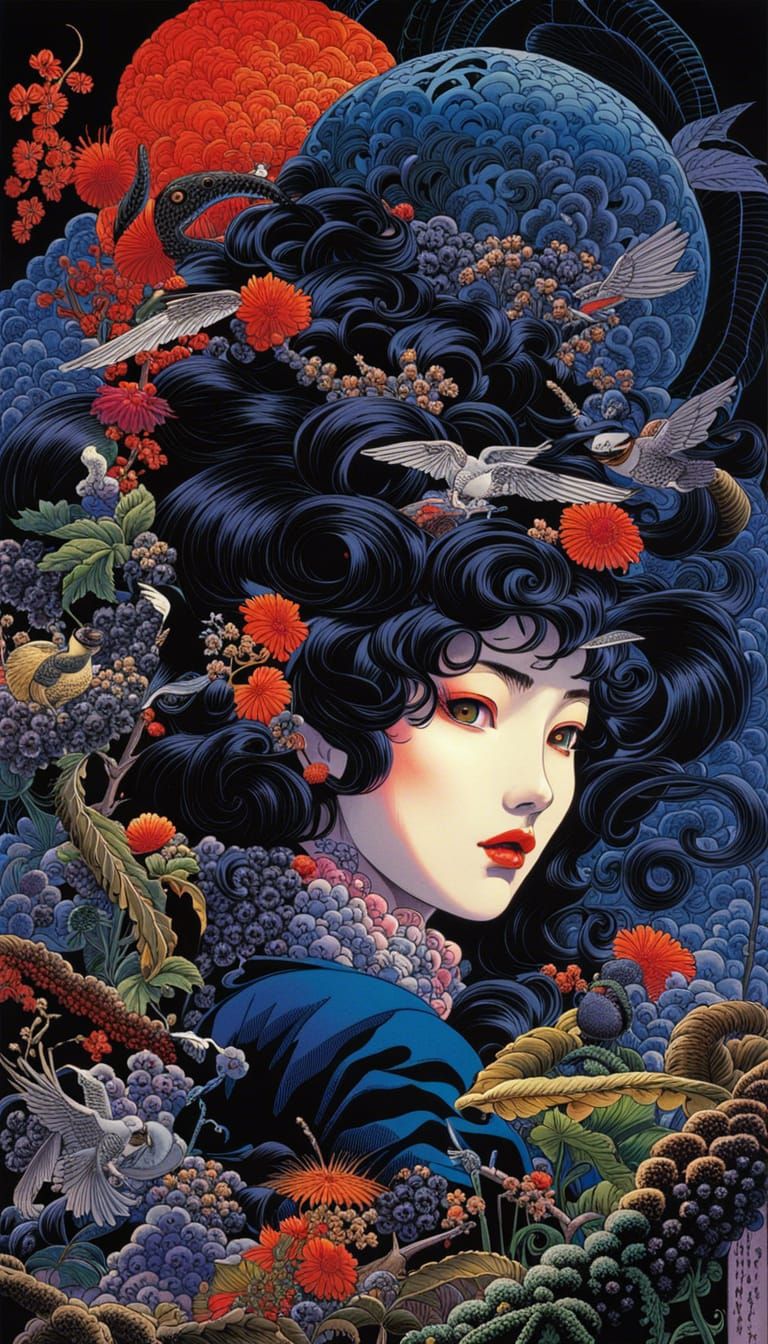 Mysterious Ominous Figure in Deep Color Painting