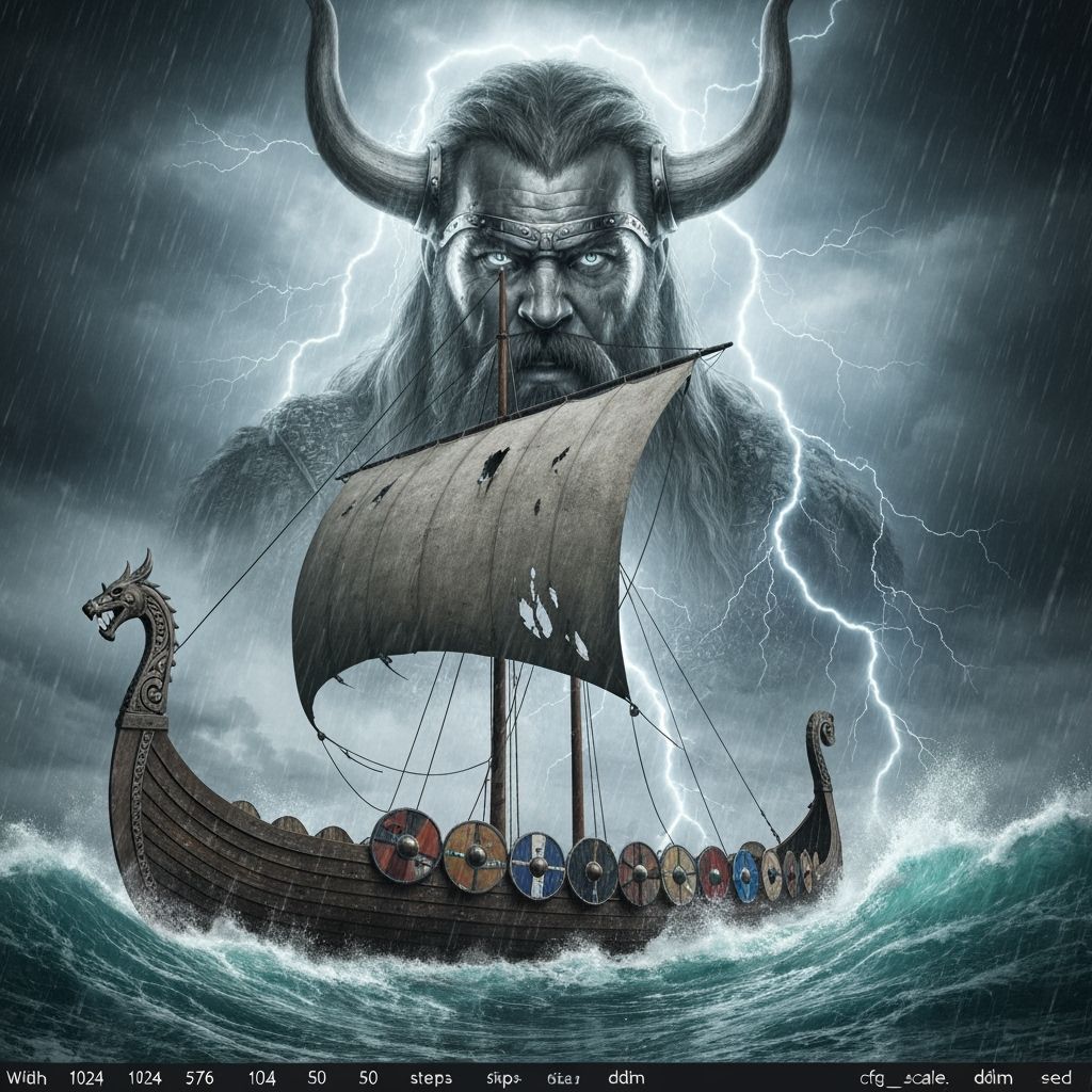 Viking Longship in Storm - Cinematic Masterpiece