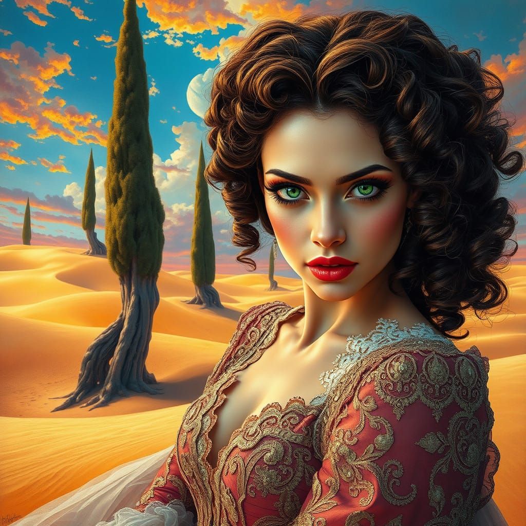 Ethereal Woman Portrait in Surreal Landscape