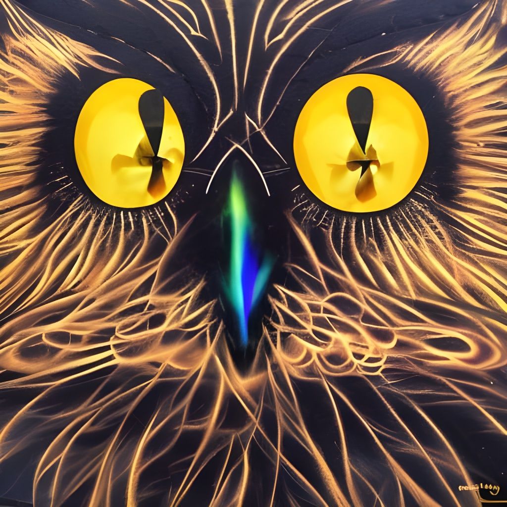 Surreal Goblinland: Coal Cat Owl Beaver Sci-Fi
