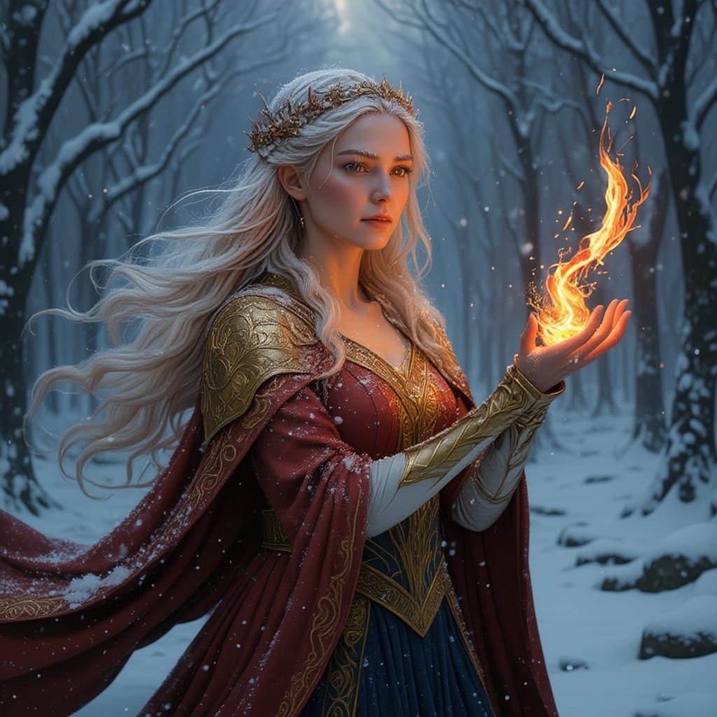 Goddess of Ice and Fire Digital Painting