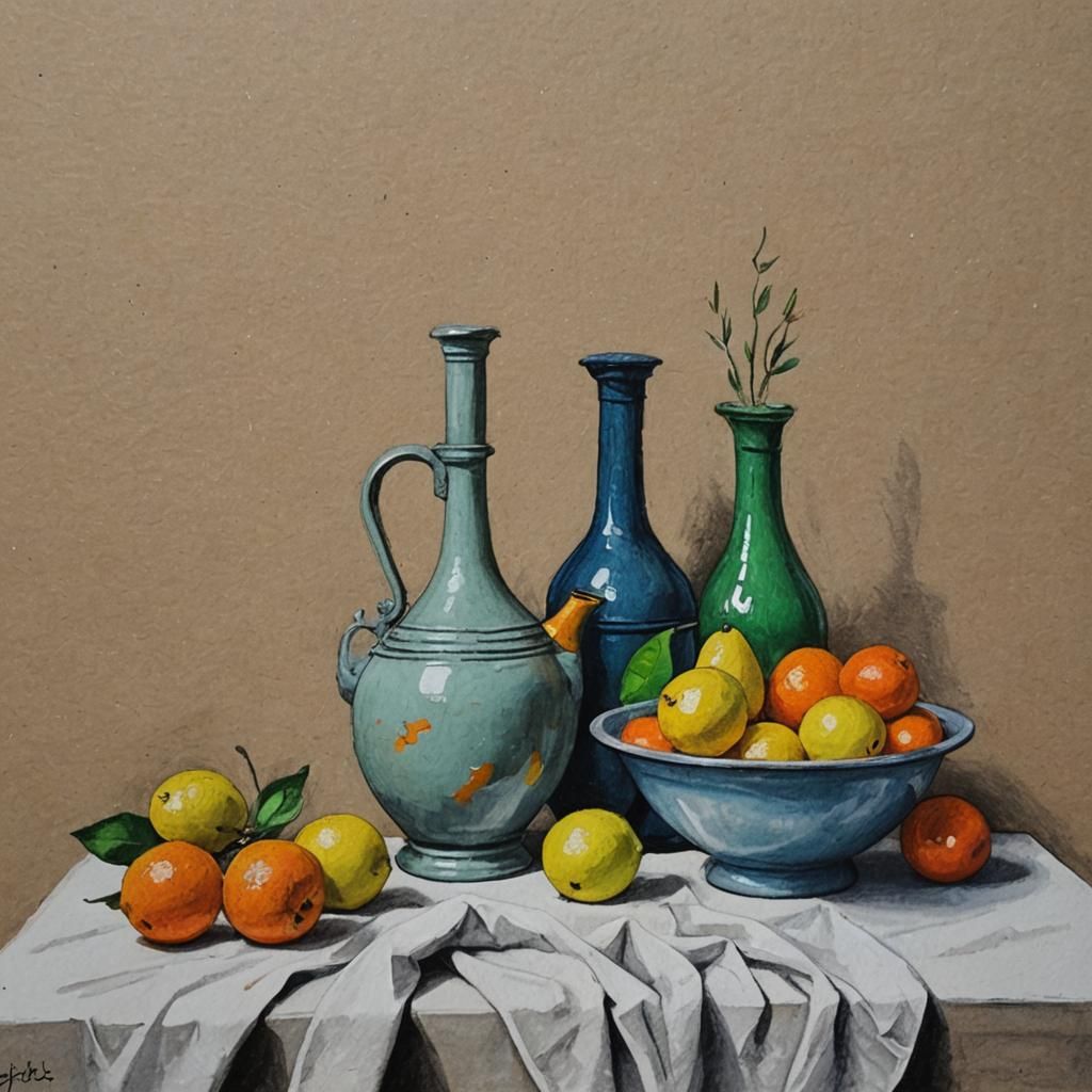 Classic Still Life in Oil Pastel Technique