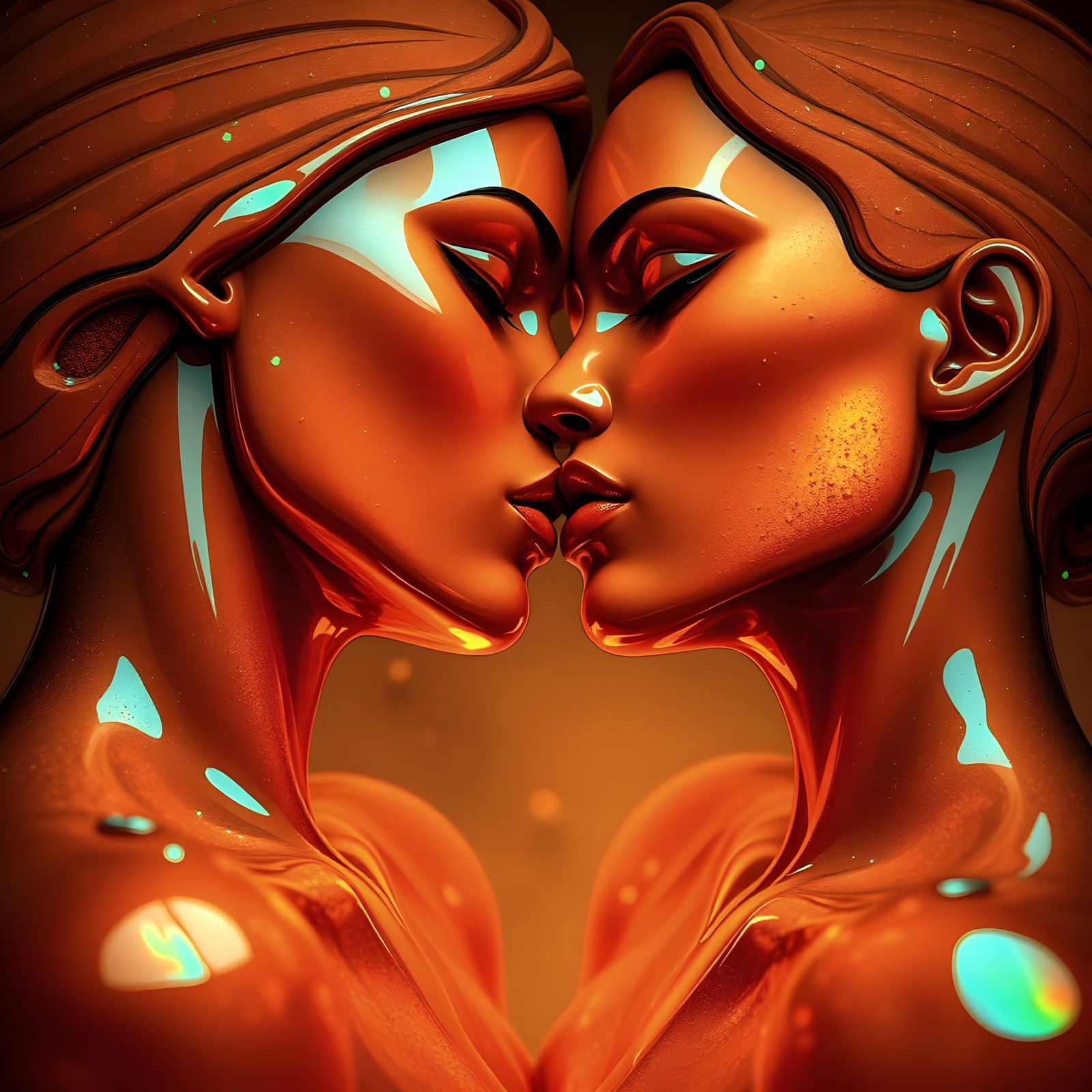 Ethereal Passion in Vibrant Orange and Turquoise