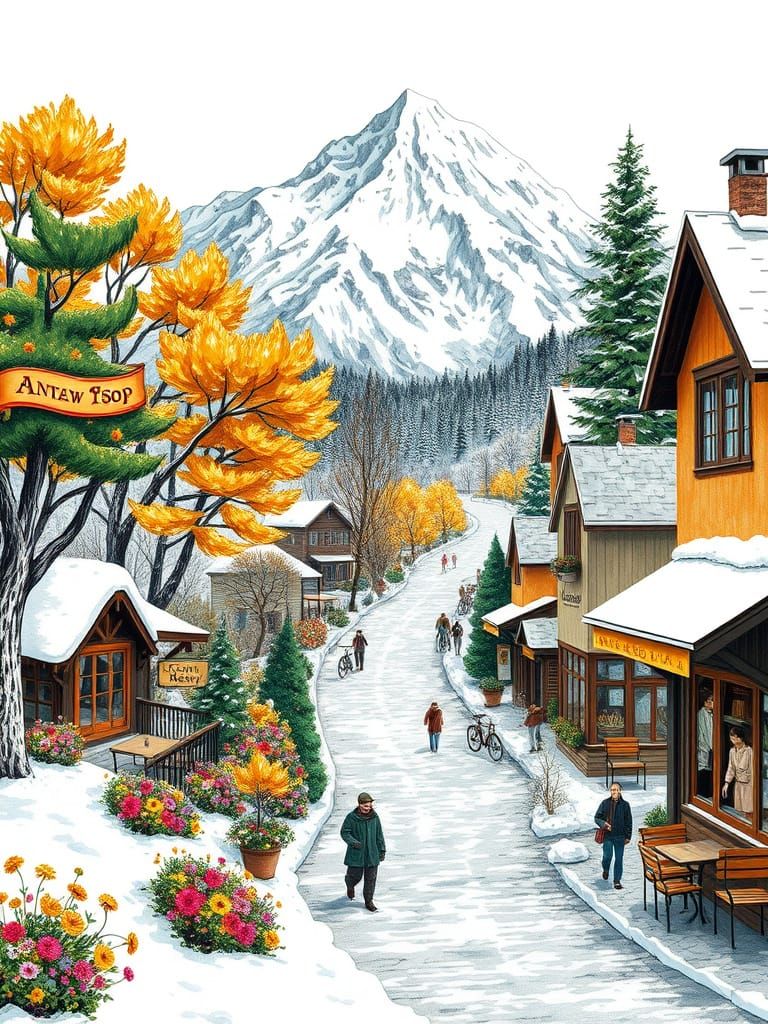 Vibrant Winter Garden in a Whimsical Post-Impressionist Wond...