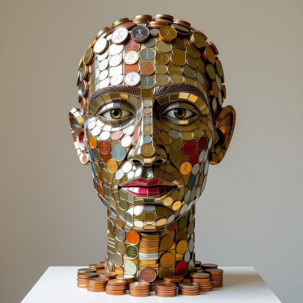 Coin Sculpture Masterpiece in Modern Abstract Style