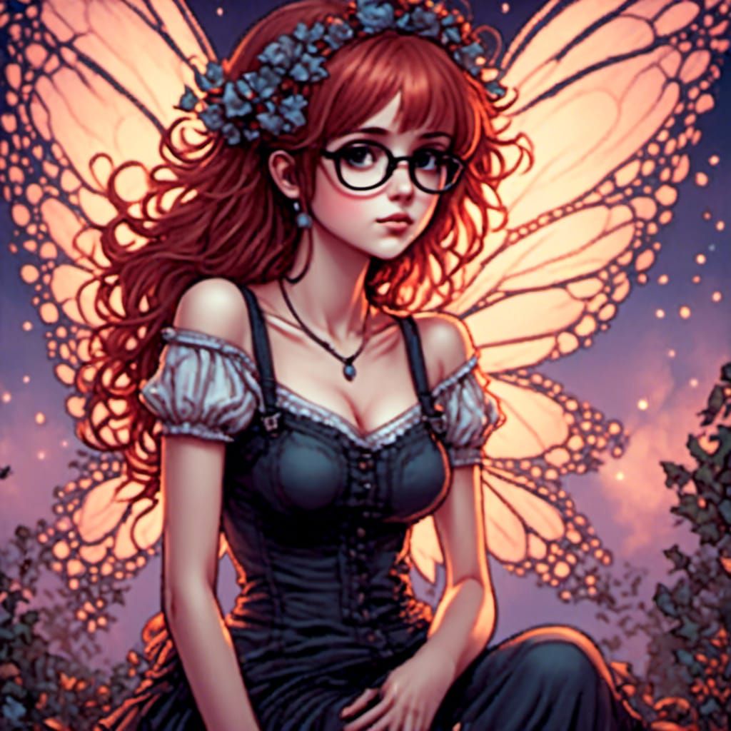 Emo Fairy Portrait in Fairycore Style