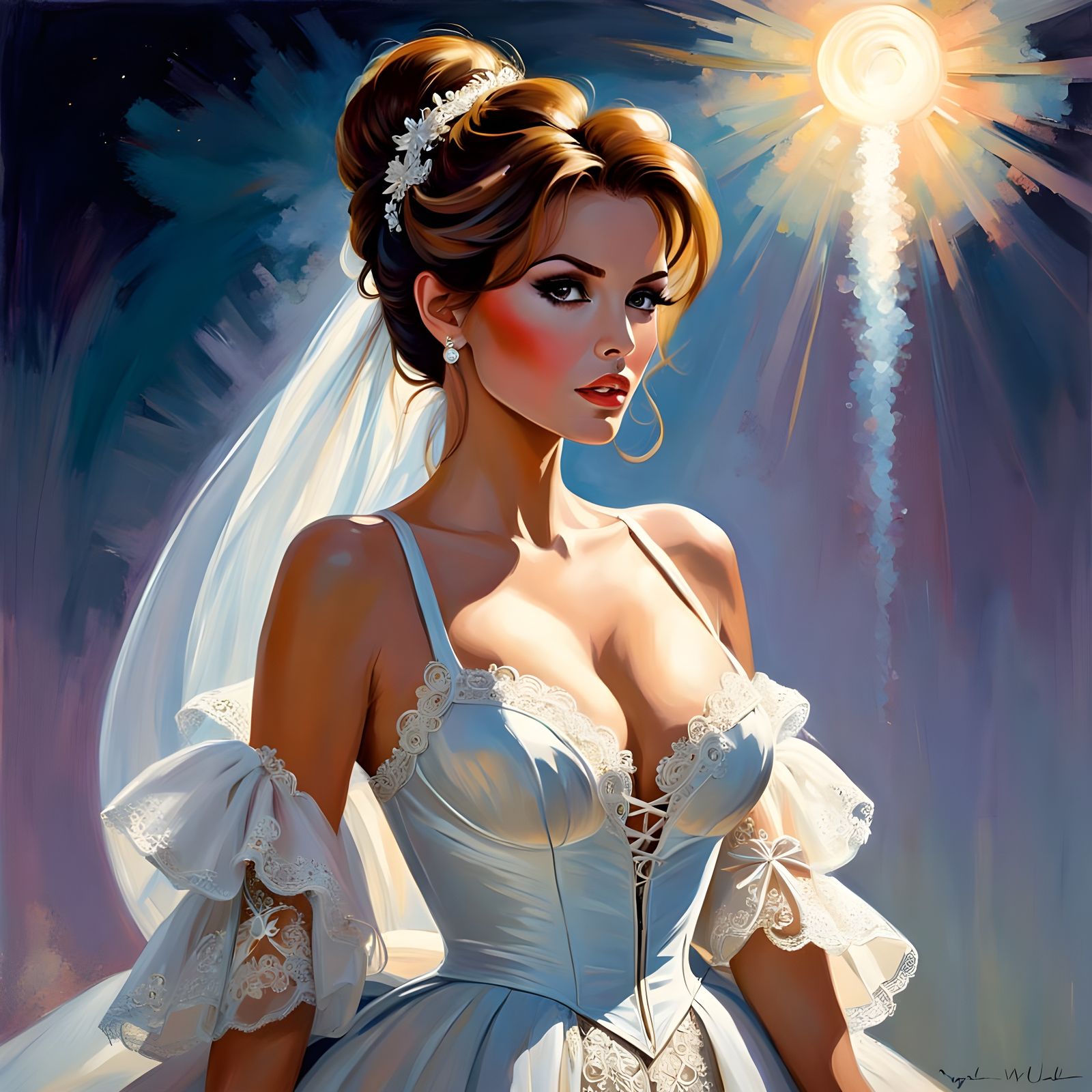 Raquel Welch Portrait in Impressionist Style