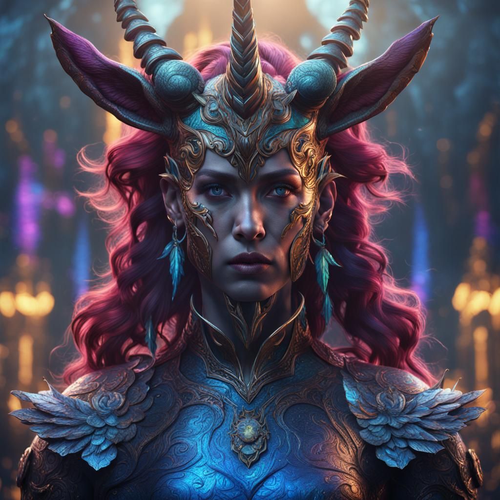 Fantastical Human Unicorn Hybrid in Detailed Matte Painting