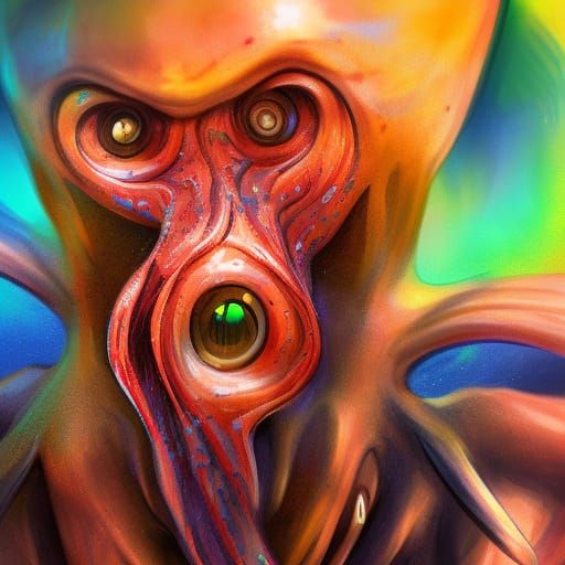 Intricate Hyperrealistic Squid Eyed Man Concept Art
