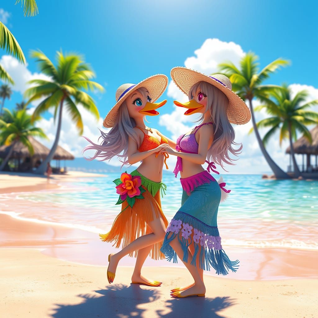 Duckling Women Dancing Lambada in 3D Anime Style