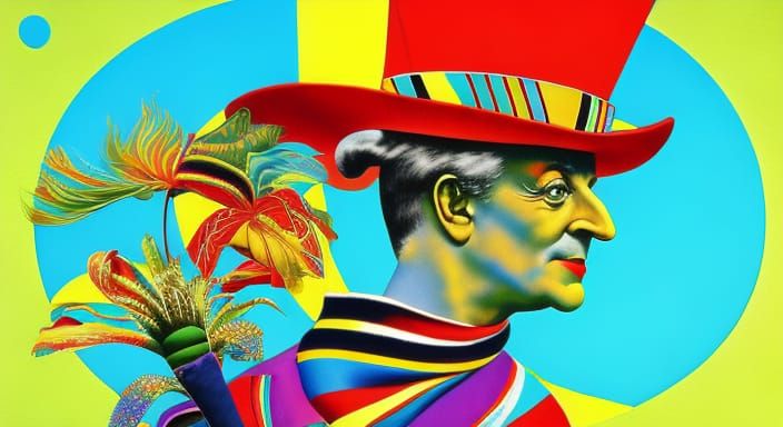 old world clown royalty at the swimming pool