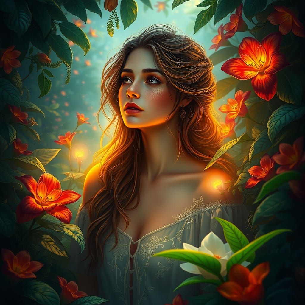 Ethereal Woman in Dreamlike Matte Painting