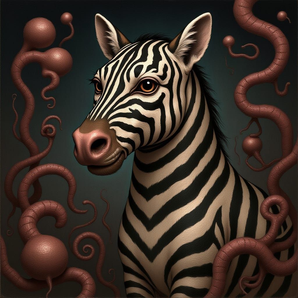 Fractal Labyrinth With H.R. Giger Zebra Creature