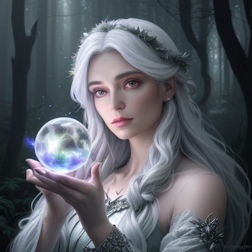 Mystical Forest Witch Portrait in Ethereal Glow
