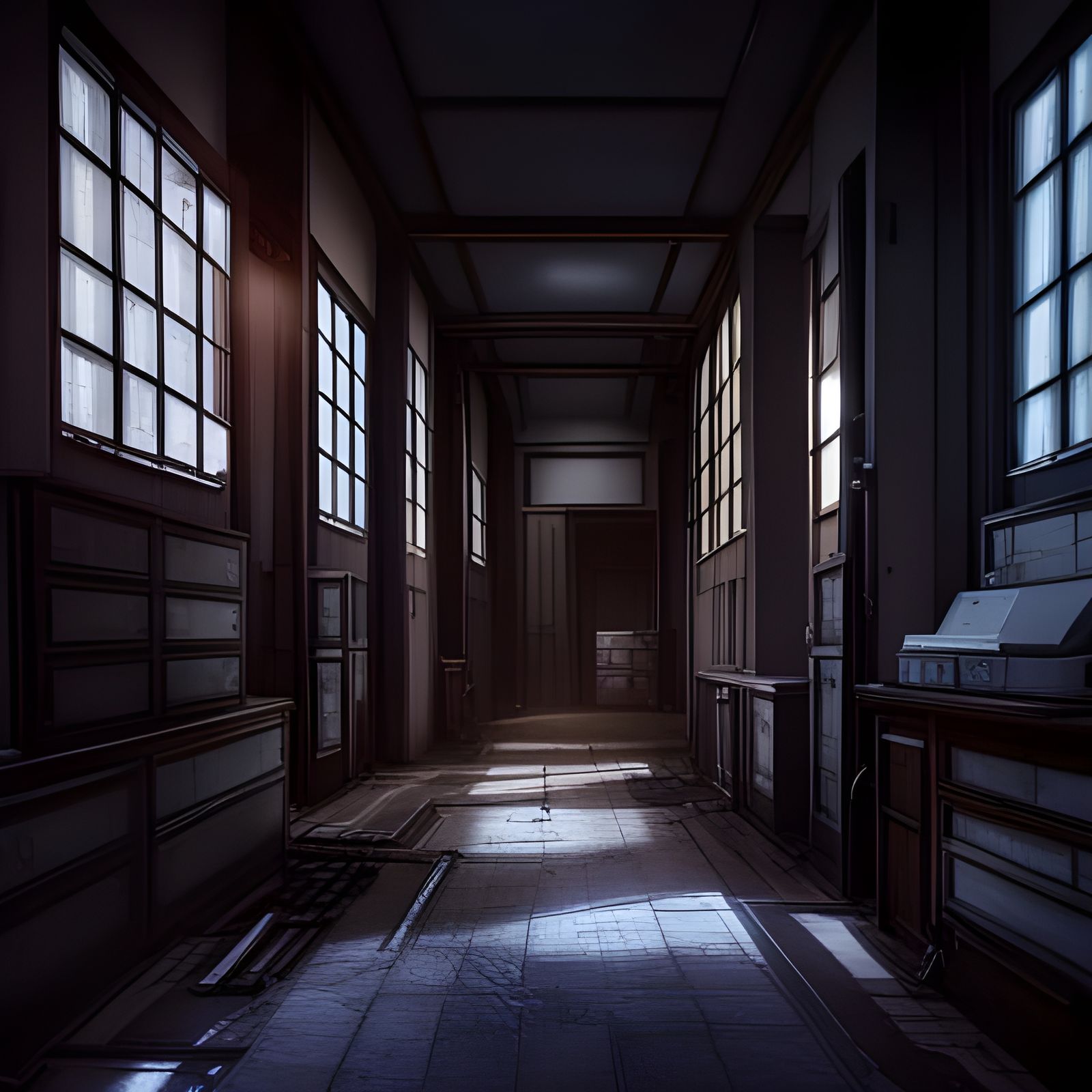 Abandoned Building in Film Noir Style