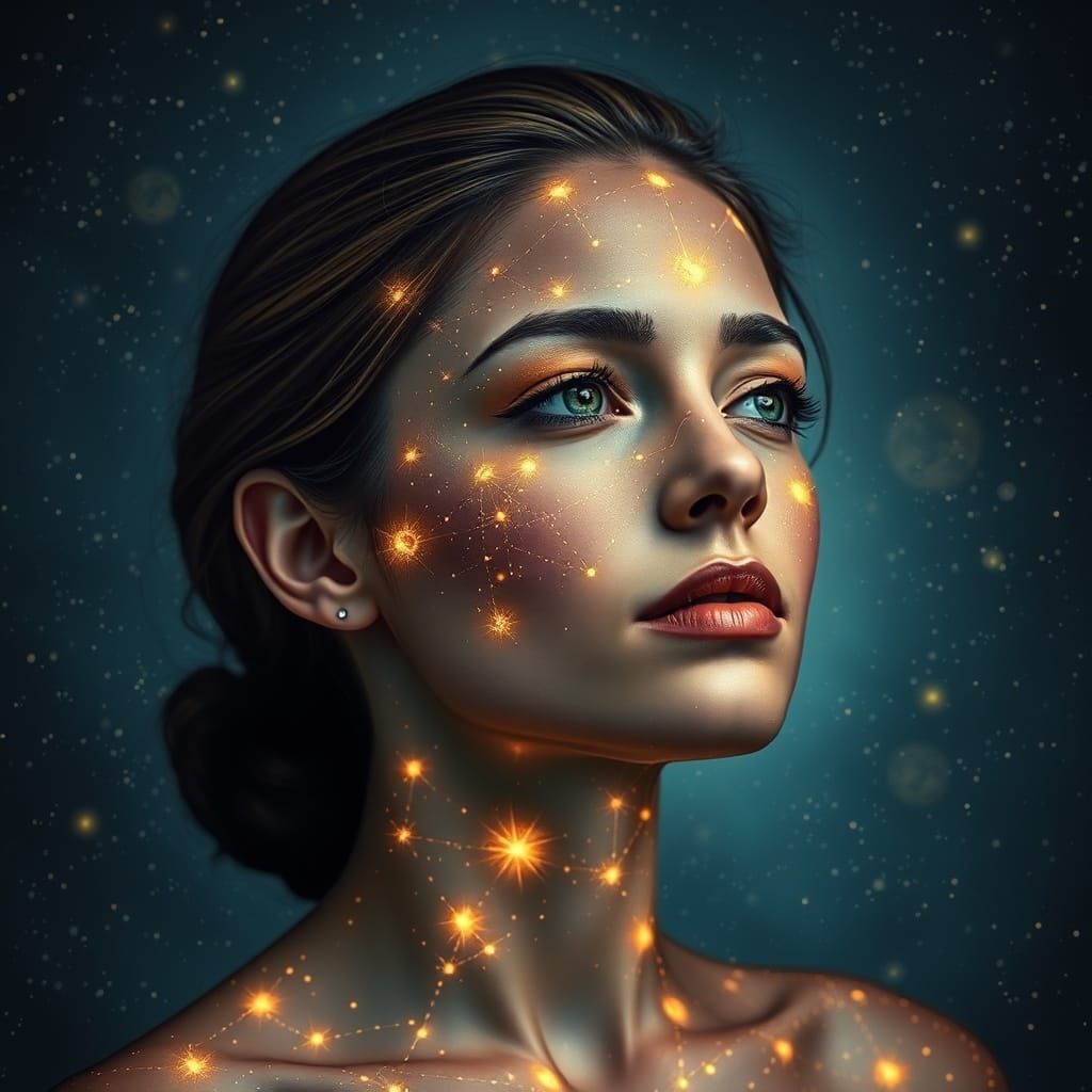 Celestial Woman Connects to the Universe's Secrets
