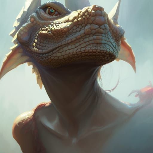 Fantasy Kobold Girl Portrait in Art Nouveau Style