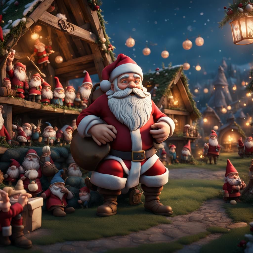 Santa Claus and Fairy Village: Fantasy Concept Art