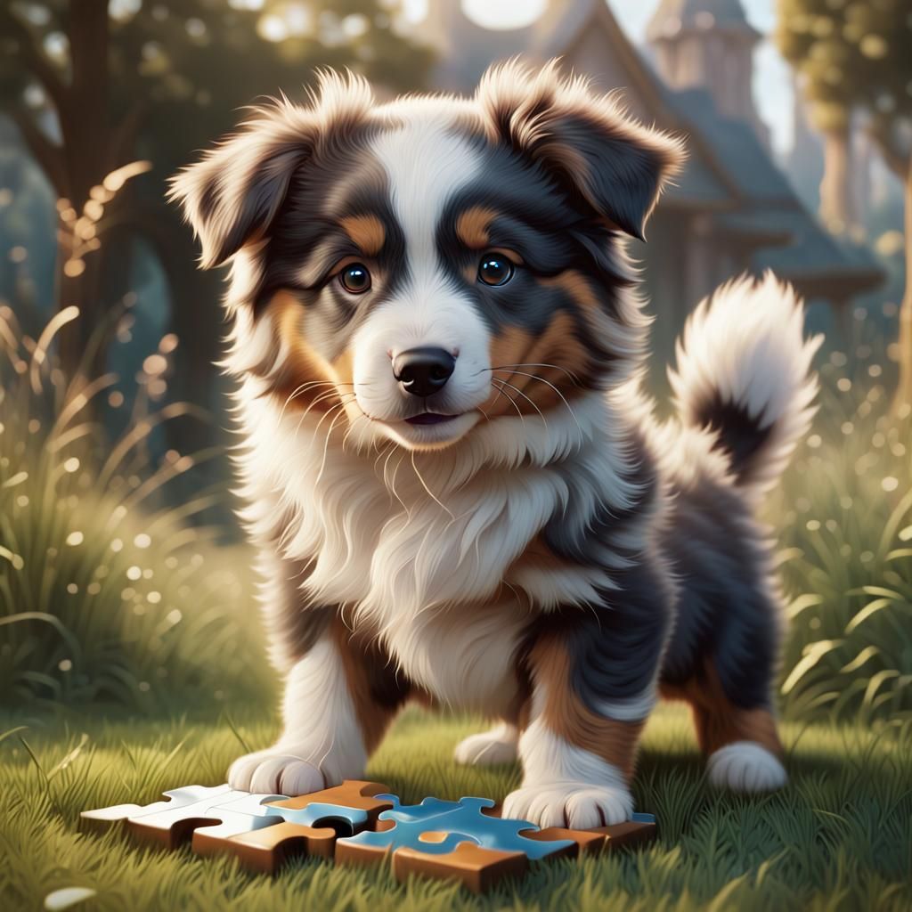 Adorable Puppy Solves Puzzle in Disney Style