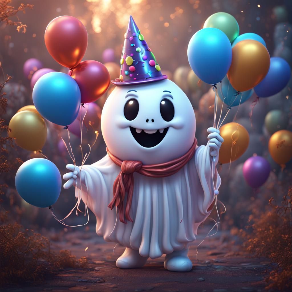 Festive Ghost Celebrates New Year in Fantasy Art
