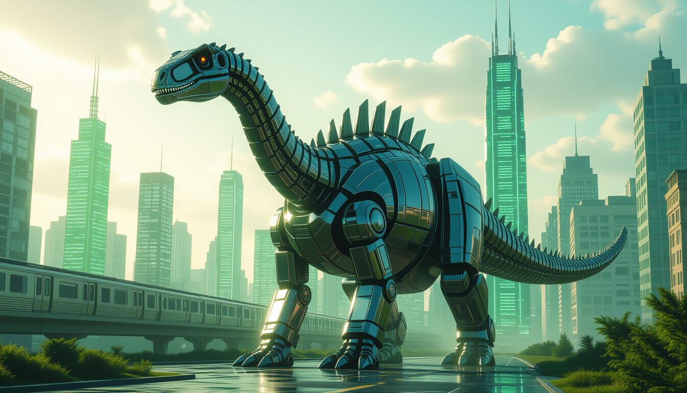 A robot brontosaurus