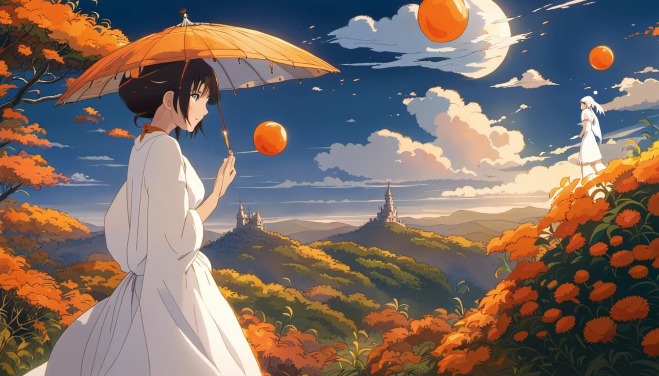 Anime Style Lady with Orange Jewel