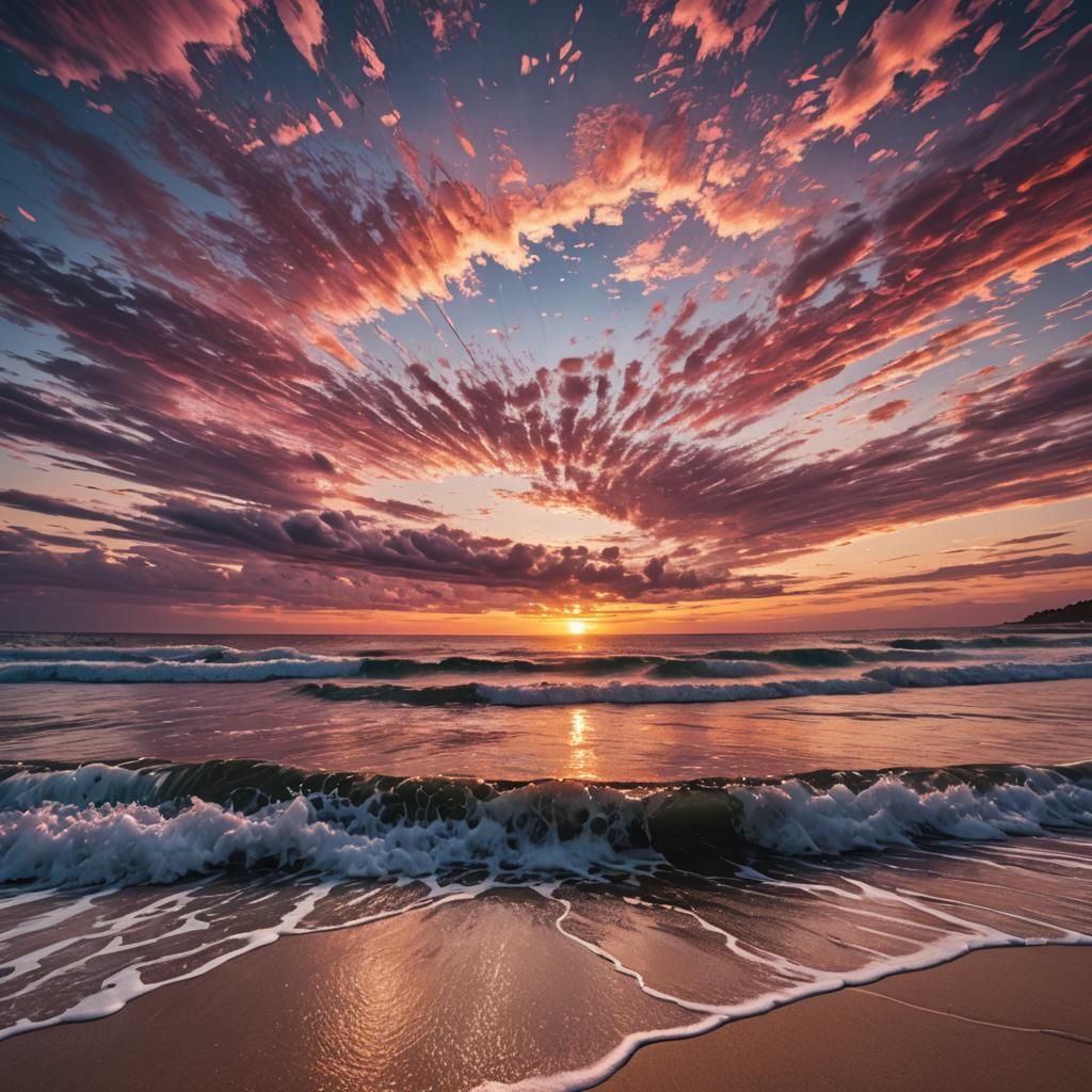 Stunning Vaporwave Sunset Beach Photograph