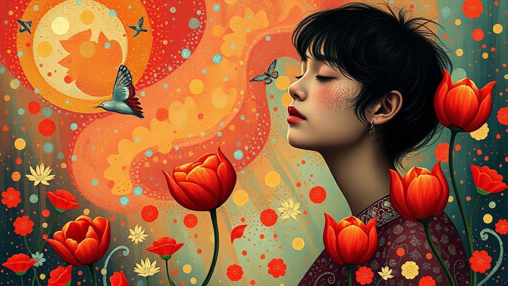 Surreal Dreamscape in Liquid Opal Style