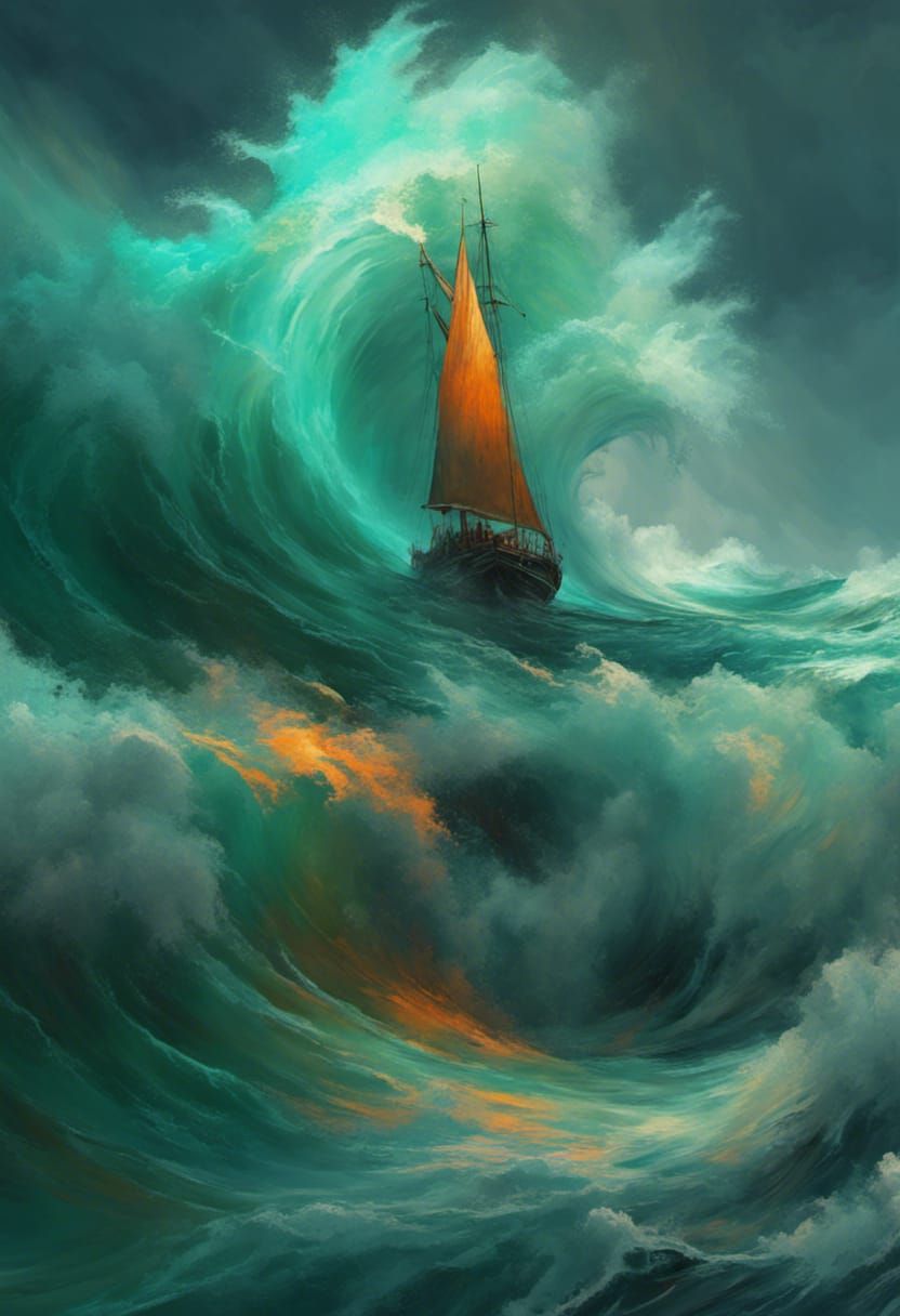 Turbulent Seas: An Impressionist Storm Painting