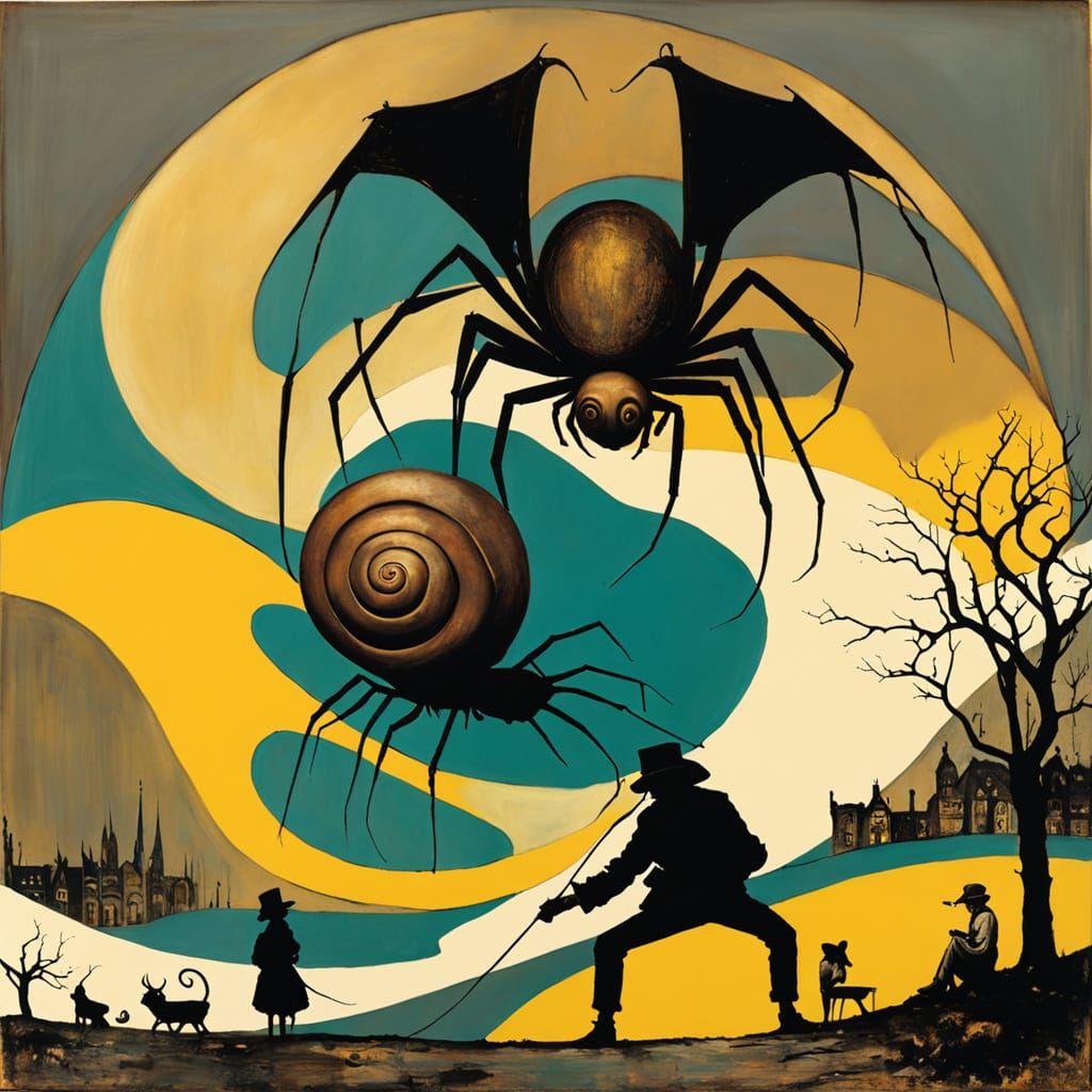 Surreal Scene in Earthy Tones, Blending Art Brut and Street ...