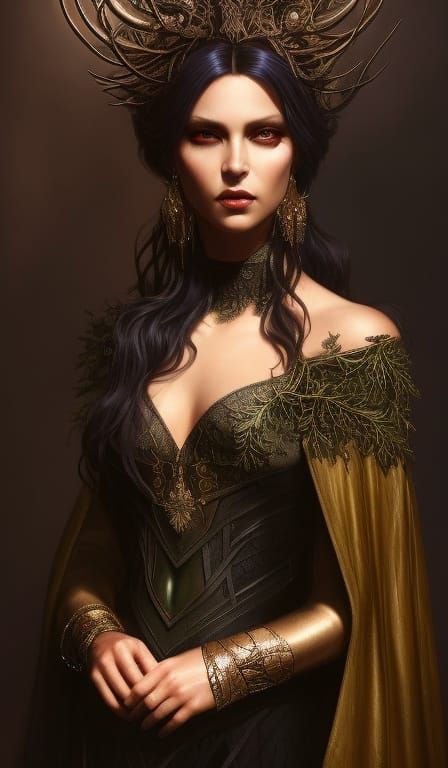 Enchanting Forest Witch Portrait with Luminous Details