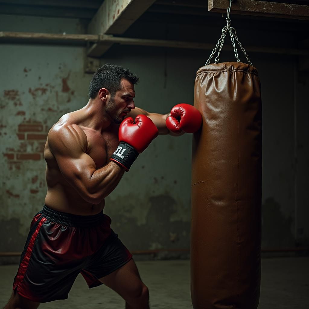 Intense Boxer Training in Gritty Gym