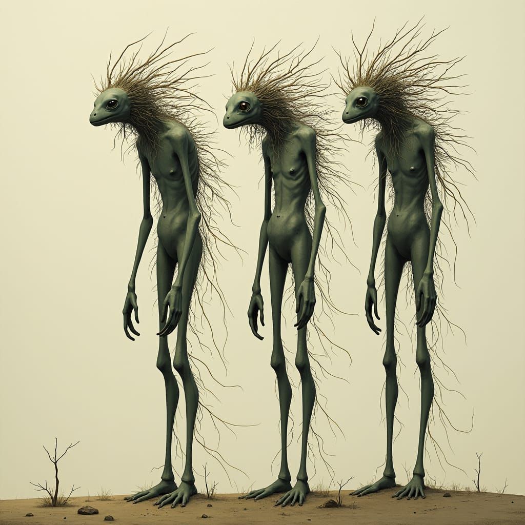 Eerie Humanoid Creatures in a Fantastical World