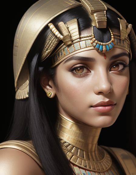 Cleopatra Portrait in Egyptian Temple Style