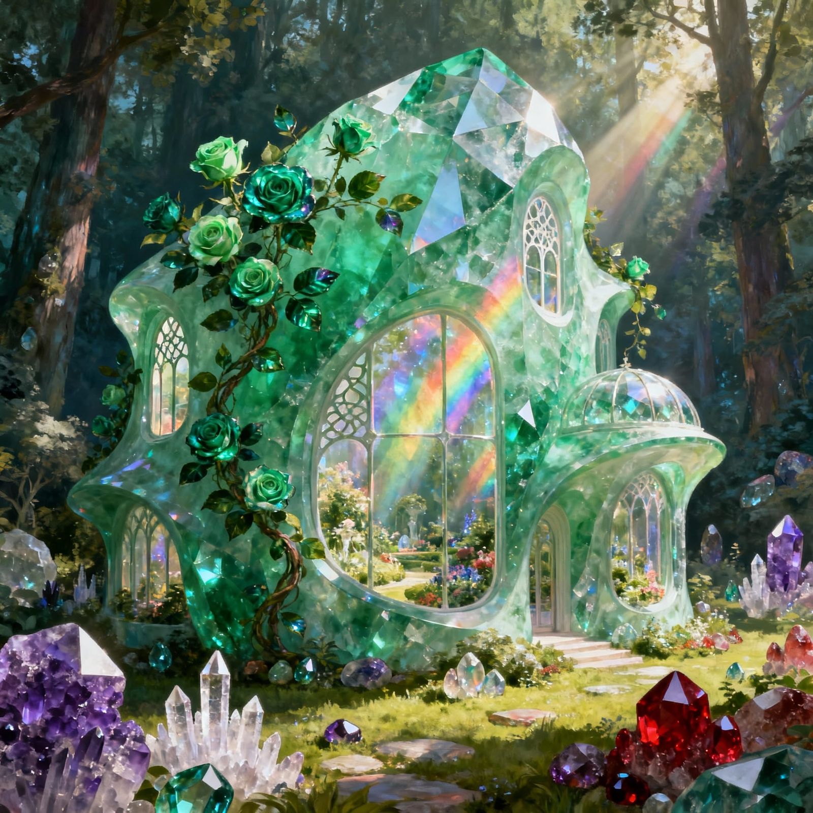 Emerald Conservatory: Pre-Raphaelite Fantasy Botanical Mansi...