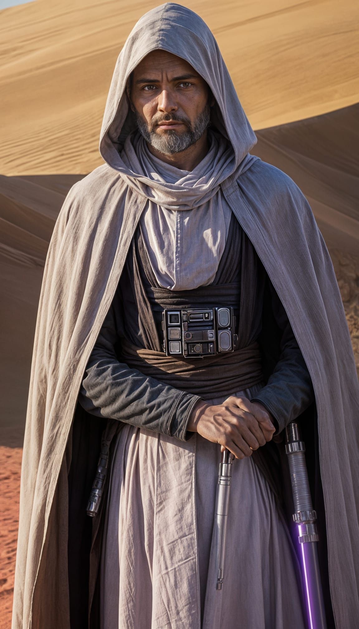 Jedi Master Portrait on Tatooine with Purple Saber