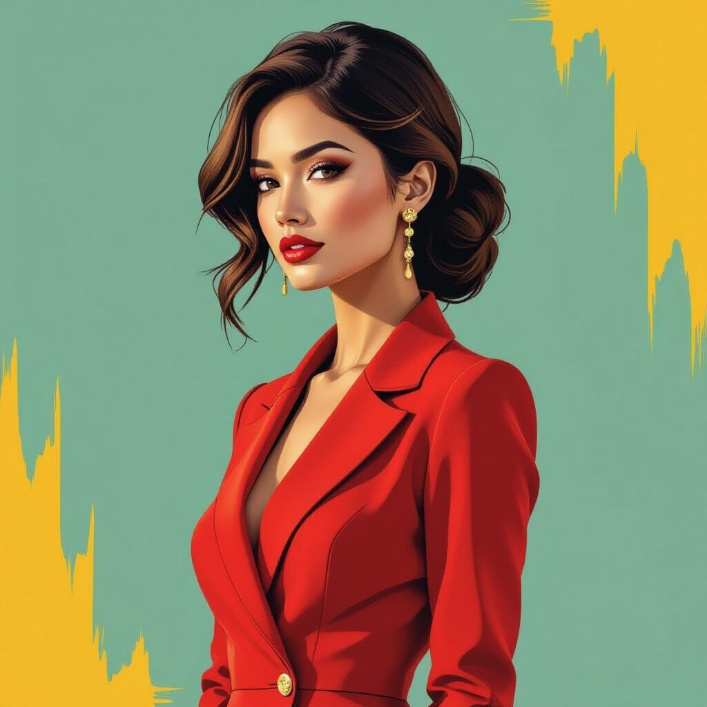 Duotone Silhouette Portrait of a Young Woman