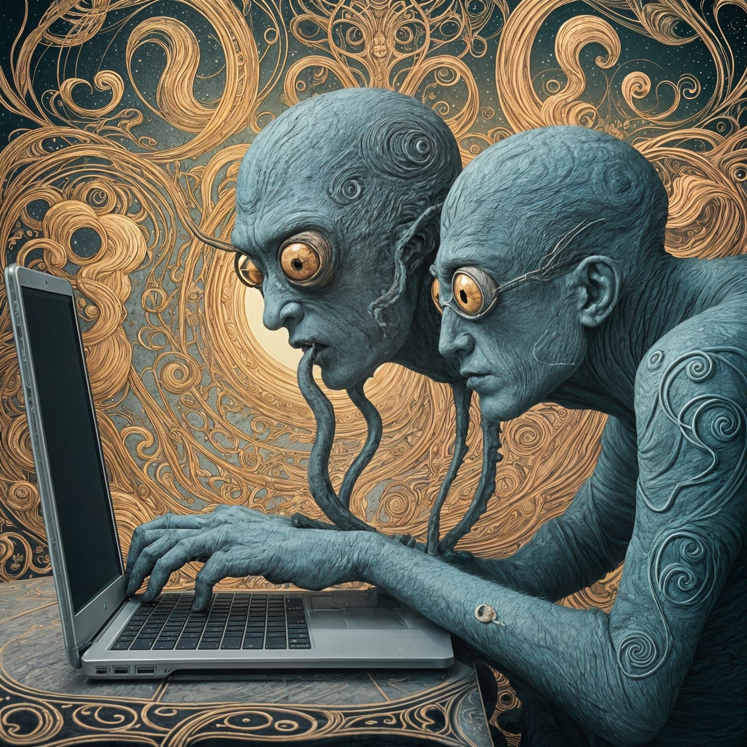 Nerdy Monsters Staring at AI Infinity Image