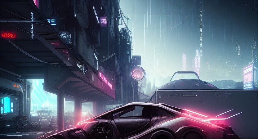 Cyberpunk Car in Hyper-Detailed Digital Illustration