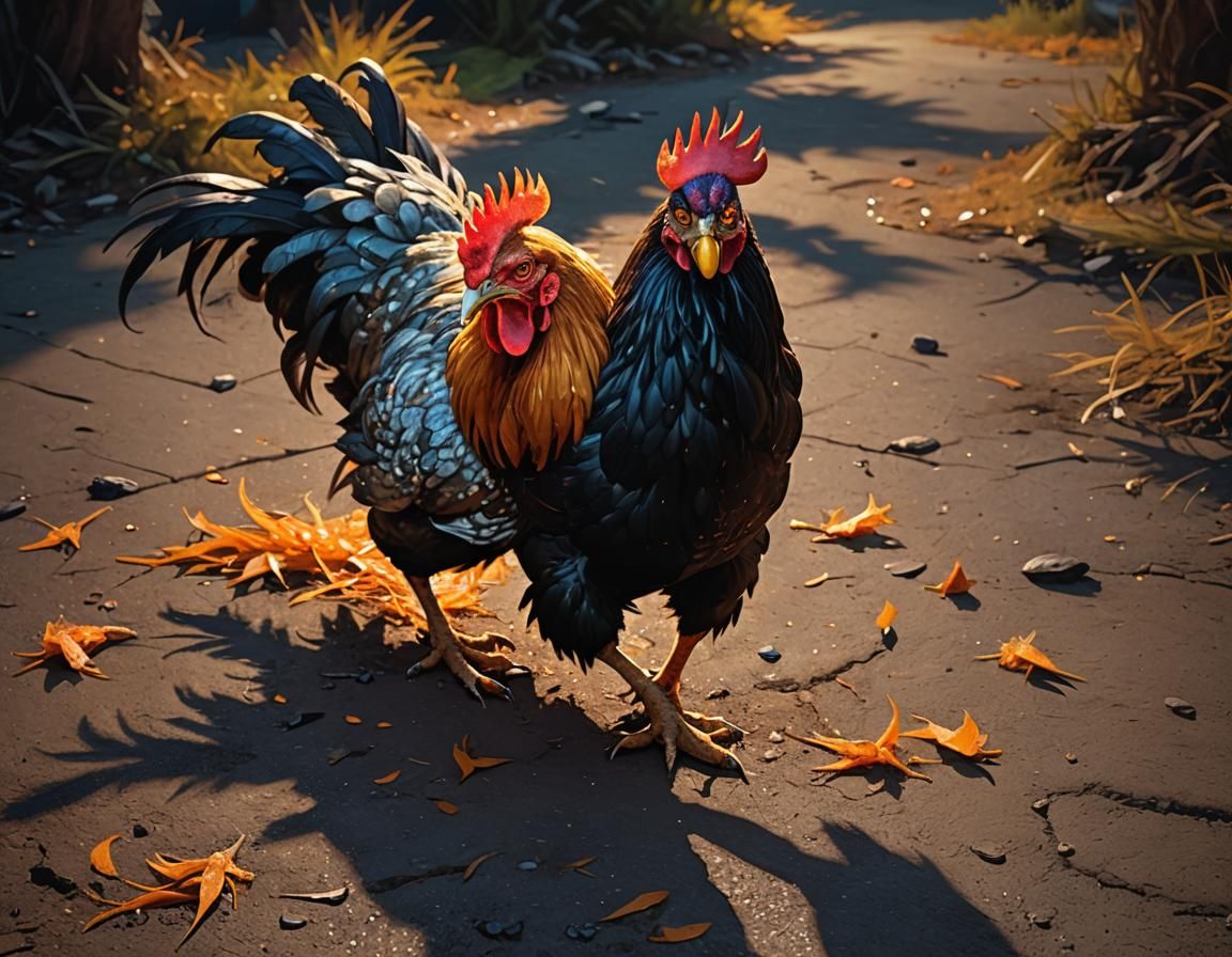 Monster Chicken Attack in Fauvist Expressionism