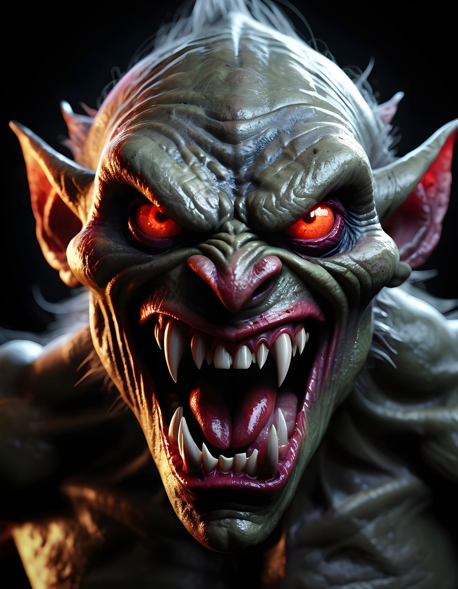 Angry Goblin Face 3D Rendering