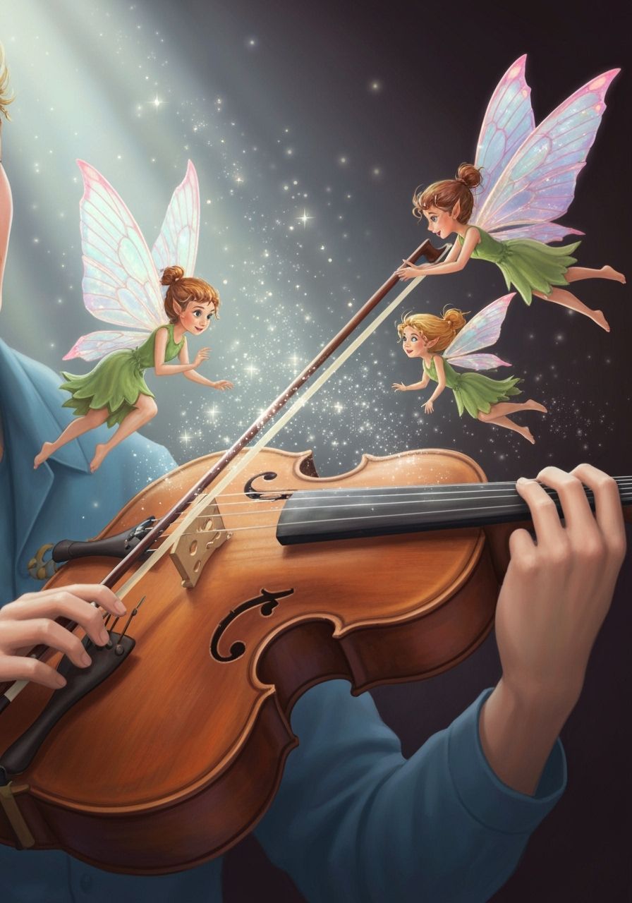 Magical Fairies Emerge from Playing Violin in Digital Painti...