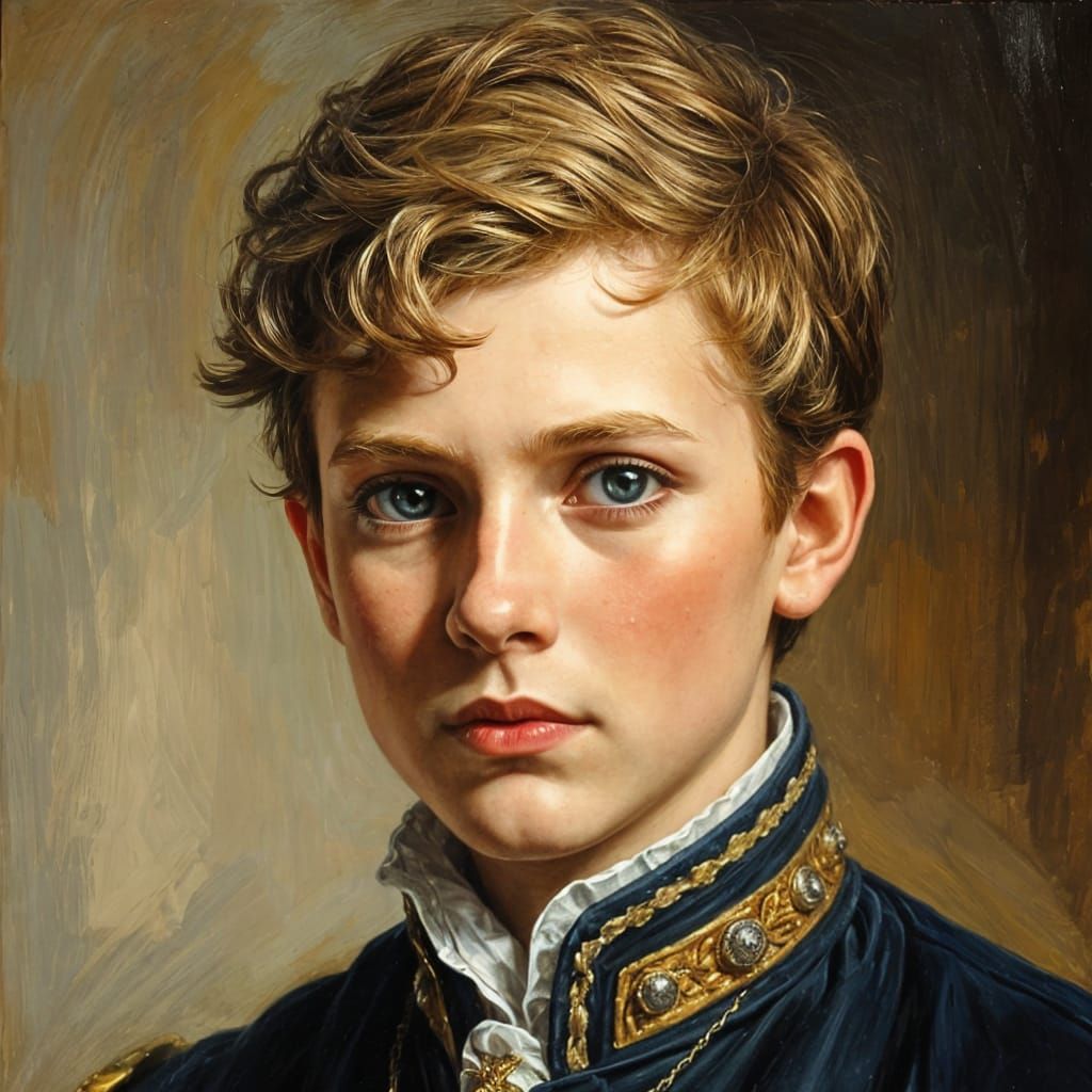 Regal Youth in Oil Painting